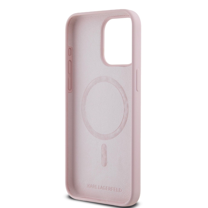 Karl Lagerfeld Liquid Silicone Karl and Choupette Magsafe Zadný Kryt pre iPhone 15 Pro Max Pink