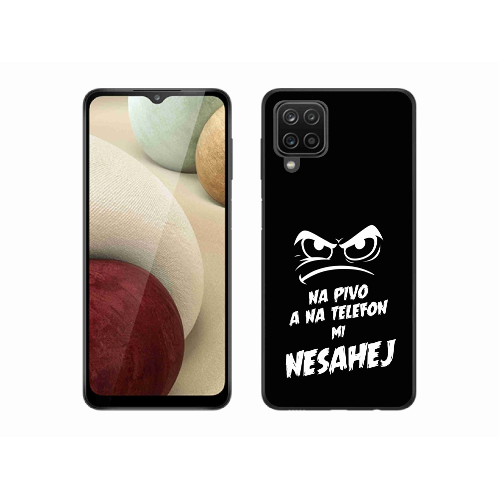 Gélový kryt mmCase na Samsung Galaxy A12 - pivný motív 2 čierne pozadie
