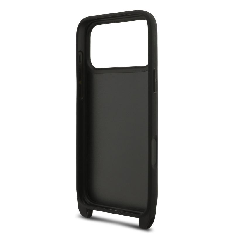 Karl Lagerfeld Saffiano Crossbody Strap Metal Karl and Choupette Zadný kryt pre iPhone 17 Pro Max Black