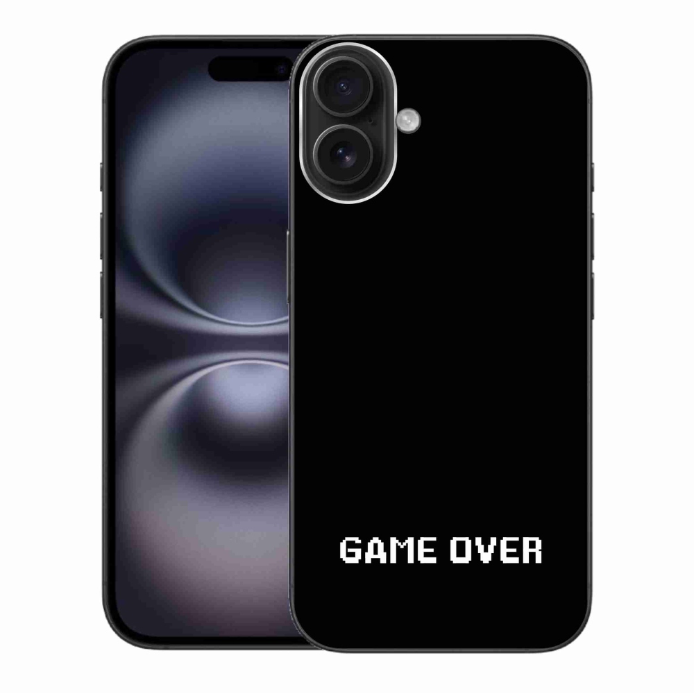 Gélový kryt mmCase na iPhone 16 Plus - game over čierne pozadie