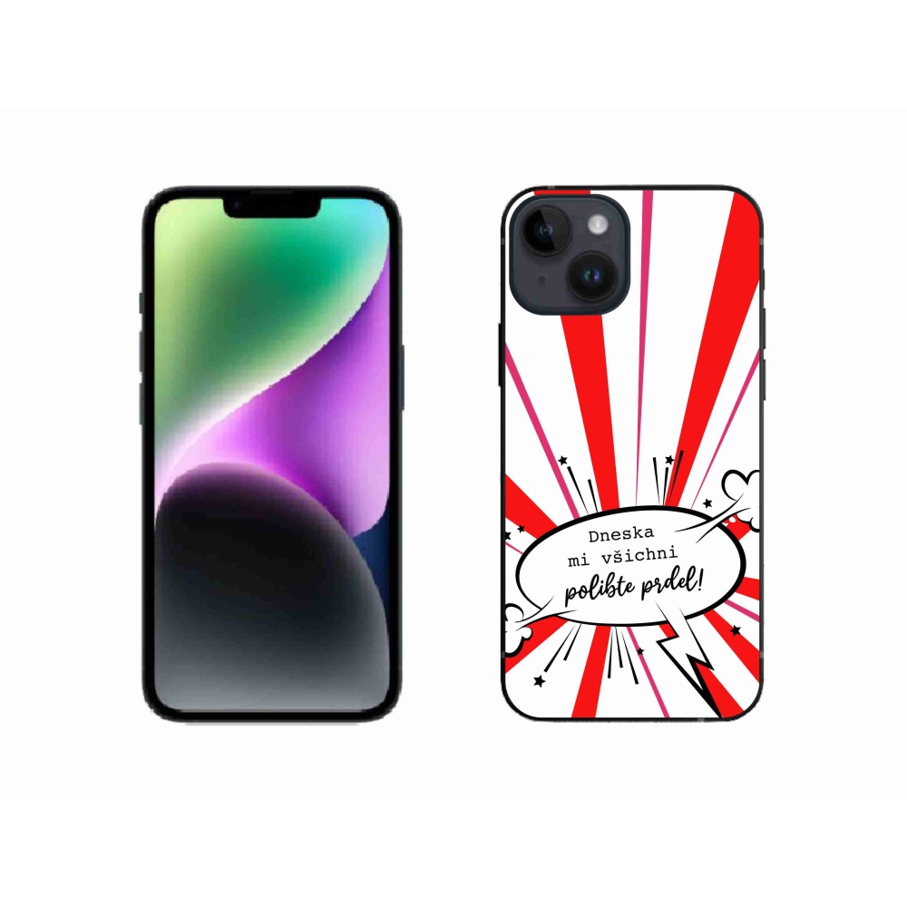 Gélový kryt mmCase na iPhone 14 - vtipný text 15 biele pozadie