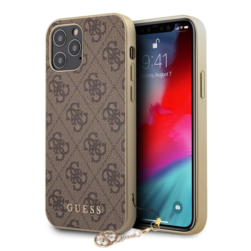 Guess 4G Charms Zadný Kryt pre iPhone 12 Pro Max 6.7 Brown