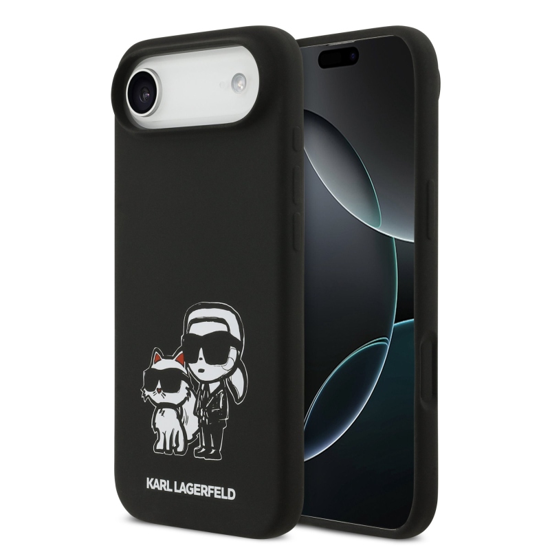 Karl Lagerfeld Liquid Silicone K&CH Sketch MagSafe Back Cover pre iPhone 17 Air Black