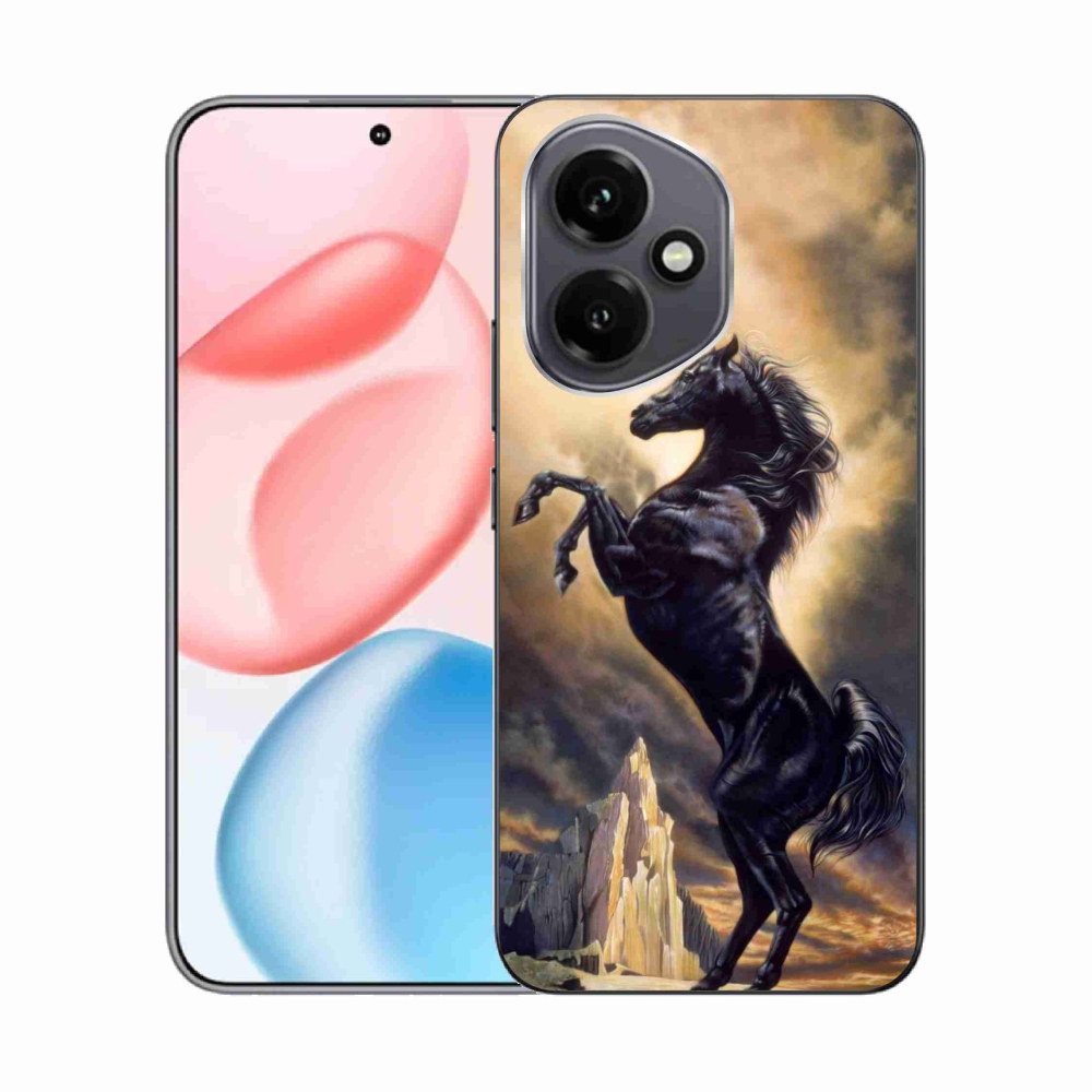Gélový kryt mmCase na Honor 400 - čierny kreslený kôň
