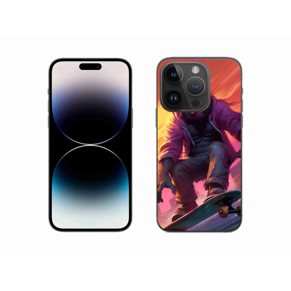 Gélový kryt mmCase na iPhone 14 Pro - gorila na skateboarde