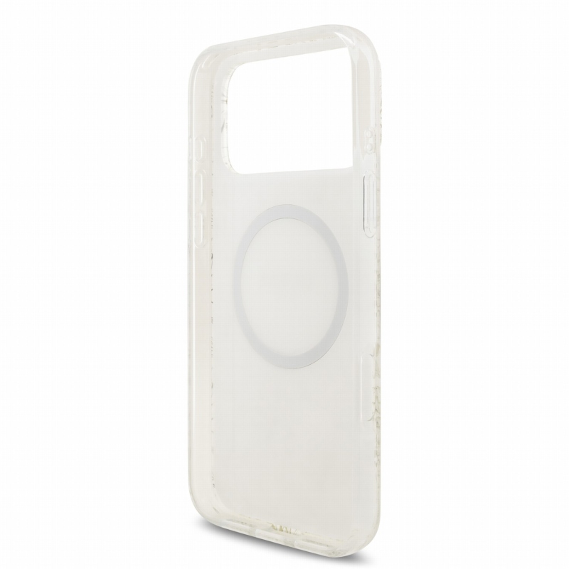 Guess IML Flowers Allover Strap MagSafe zadný kryt pre iPhone 18 Pro Max, biely