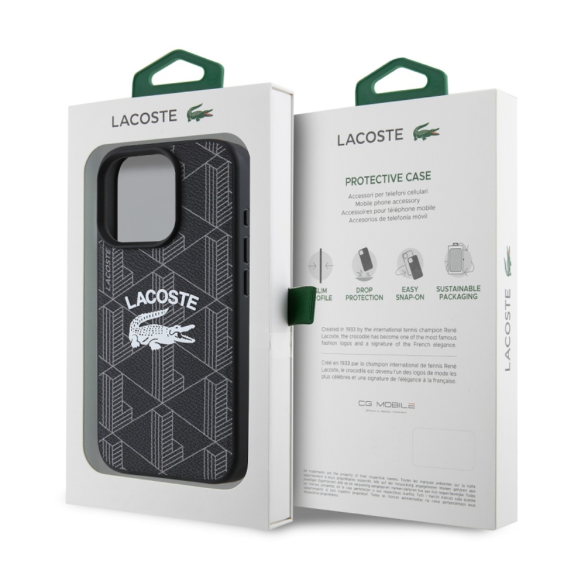 Lacoste Blend Monogram MagSafe Zadný Kryt pre iPhone 16 Pro Black
