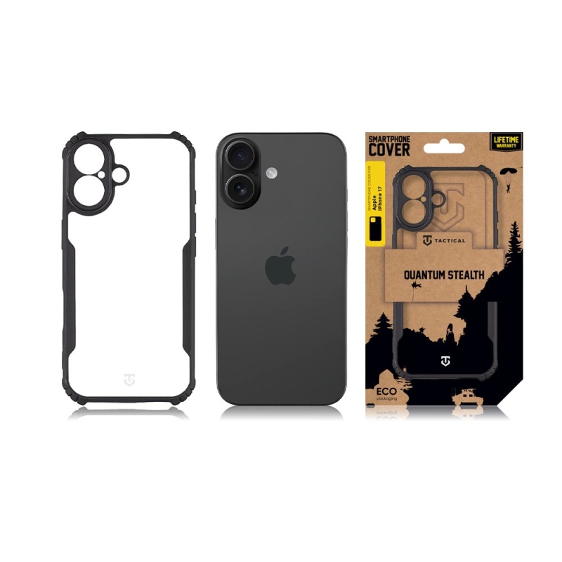 Kryt Tactical Quantum Stealth pre Apple iPhone 17 Priehľadný/čierny