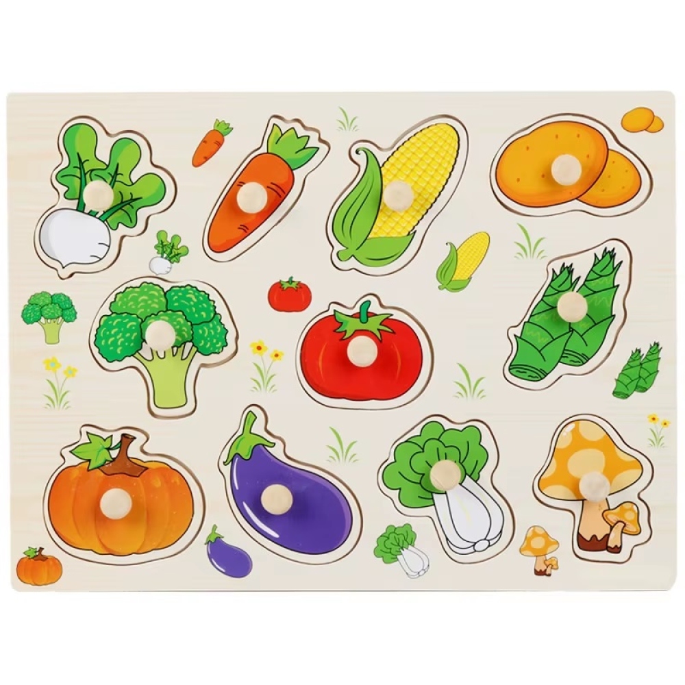 Drevené detské puzzle s úchytom - zelenina