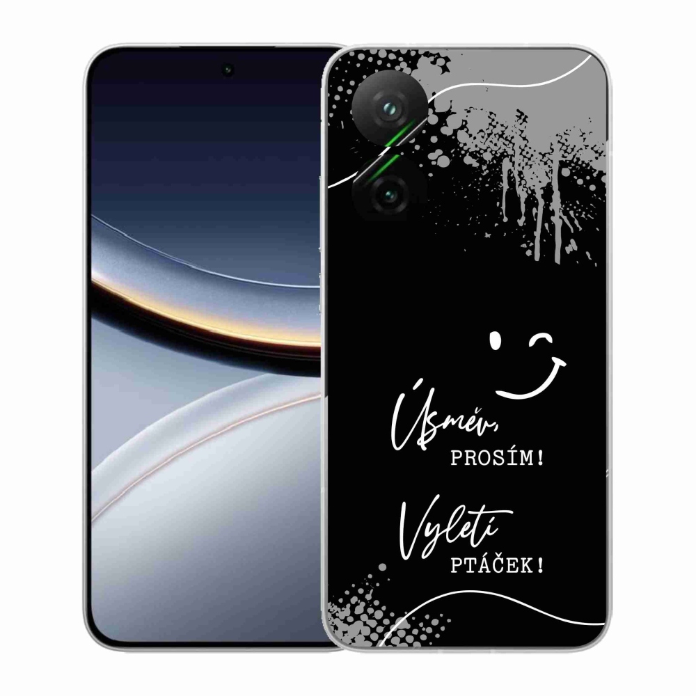 Gélový kryt mmCase na Xiaomi Poco F7 5G - vtipný text 4 čierne pozadie