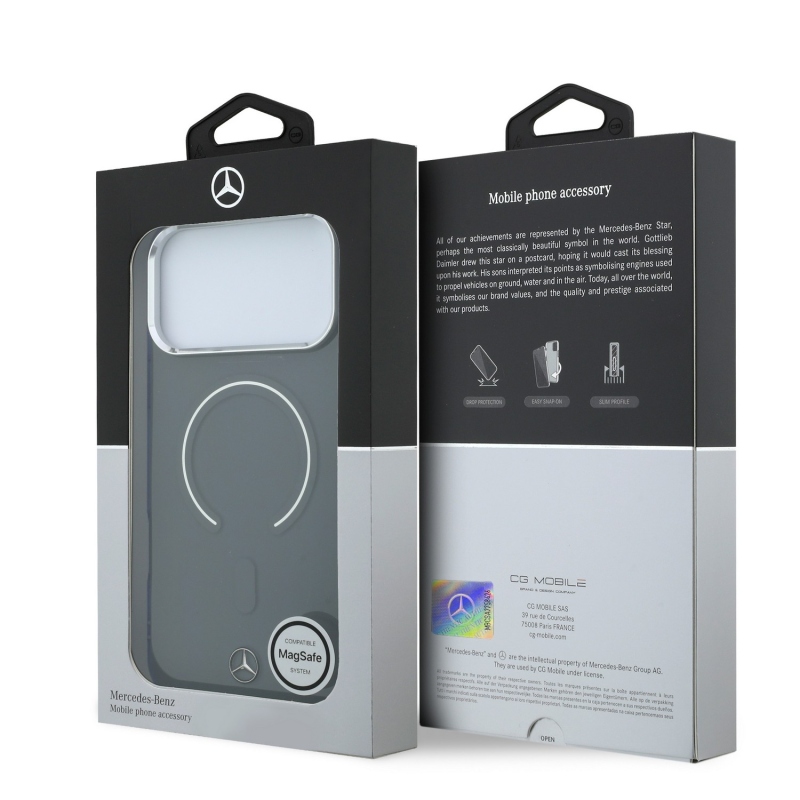 Mercedes PC/TPU dvojvrstvový zadný kryt s MagSafe pre iPhone 18 Pro, antracitová/modrá
