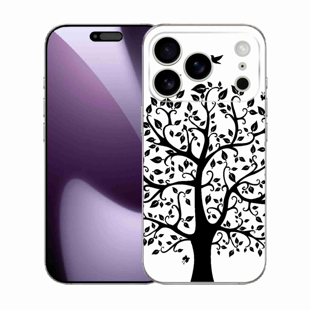 Gélový kryt mmCase na iPhone 17 Pro - čiernobiely strom
