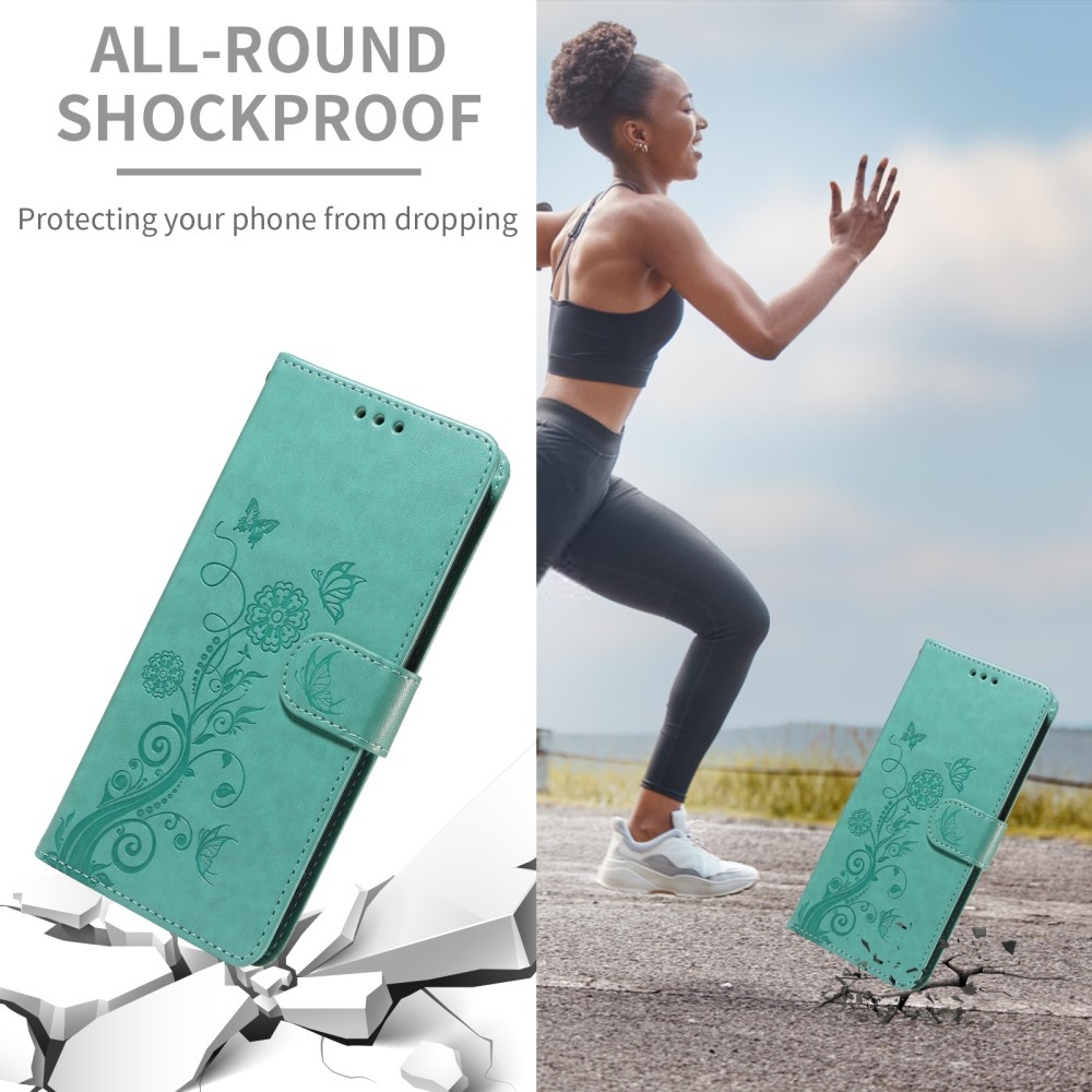 Flowery knižkové púzdro na Xiaomi Redmi A5 - modrozelené