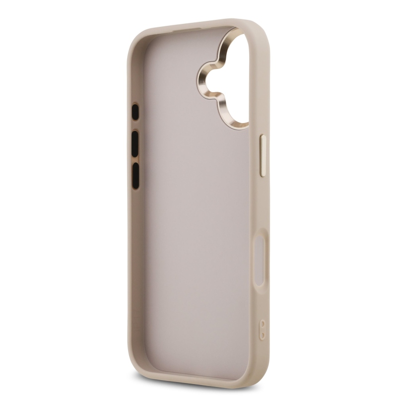 Guess PU kožený 4G kovové logo Gold Frame zadný kryt pre iPhone 17 Pink