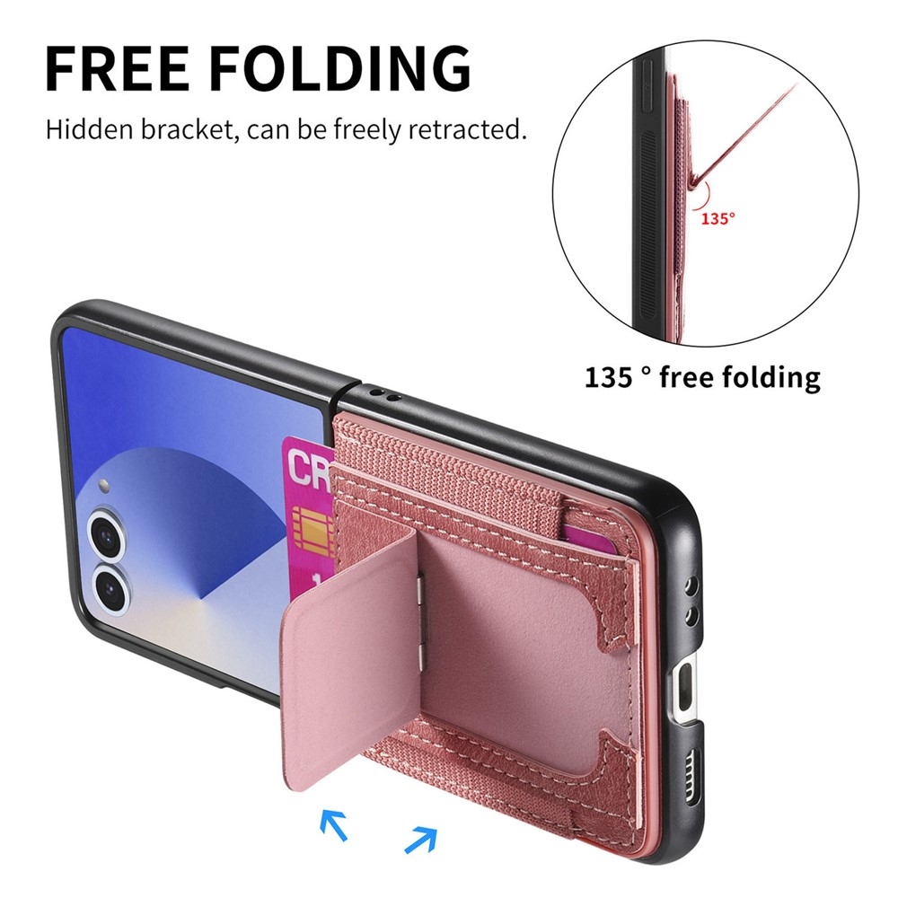 Luxurious plastový kryt s umelou kožou na Samsung Galaxy Z Flip7 5G - ružový