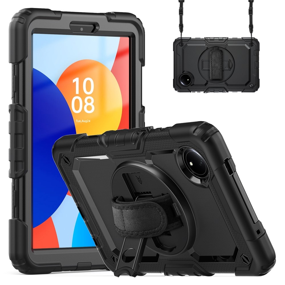 Strap odolný kryt s držiakom na ruku a ramenným popruhom na Xiaomi Redmi Pad SE 8.7 - čierny