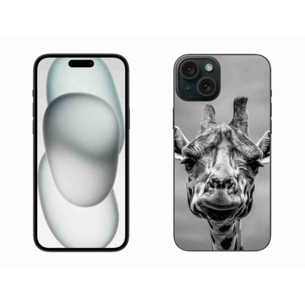 Gélový kryt mmCase na iPhone 15 Plus - čiernobiela žirafa