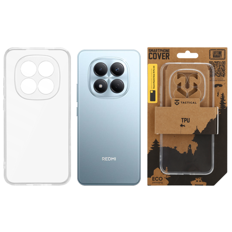Taktický TPU kryt pre Xiaomi Redmi Note 15 Pro 4G Transparent