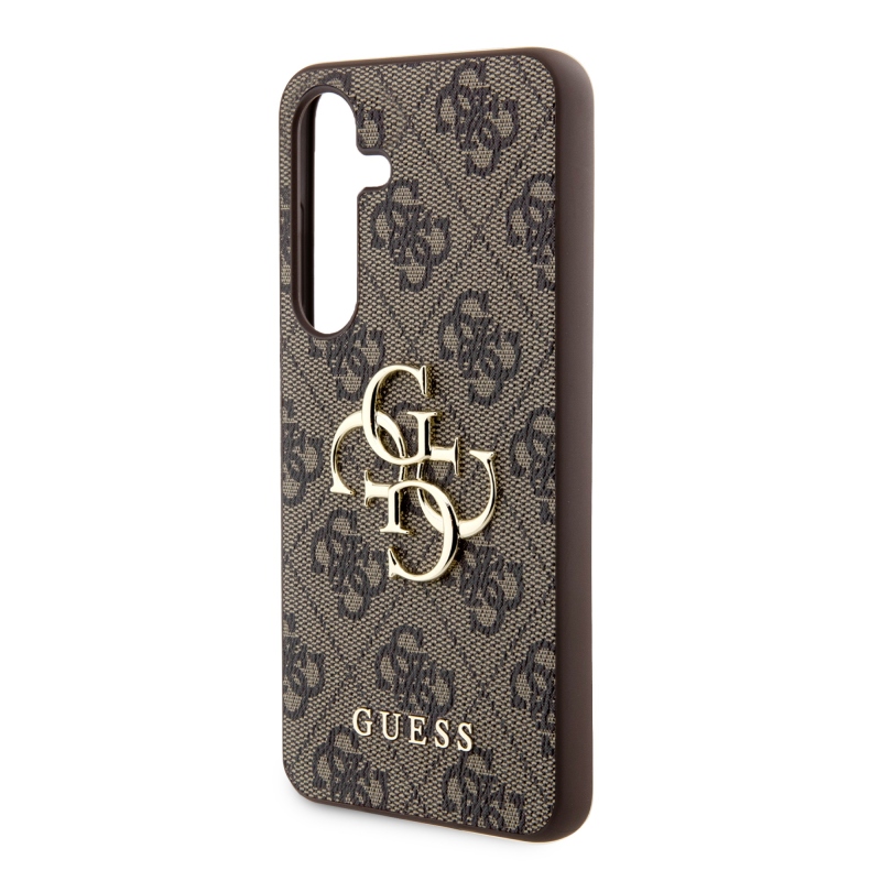 Guess PU 4G Metal Logo Zadný Kryt pre Samsung Galaxy S24 Brown