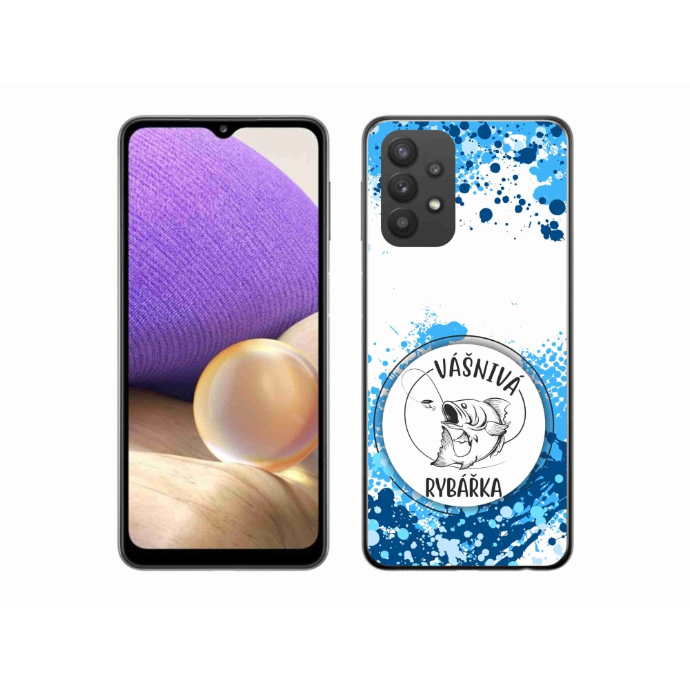 Gélový kryt mmCase na Samsung Galaxy A32 5G - vášnivá rybárka biele pozadie