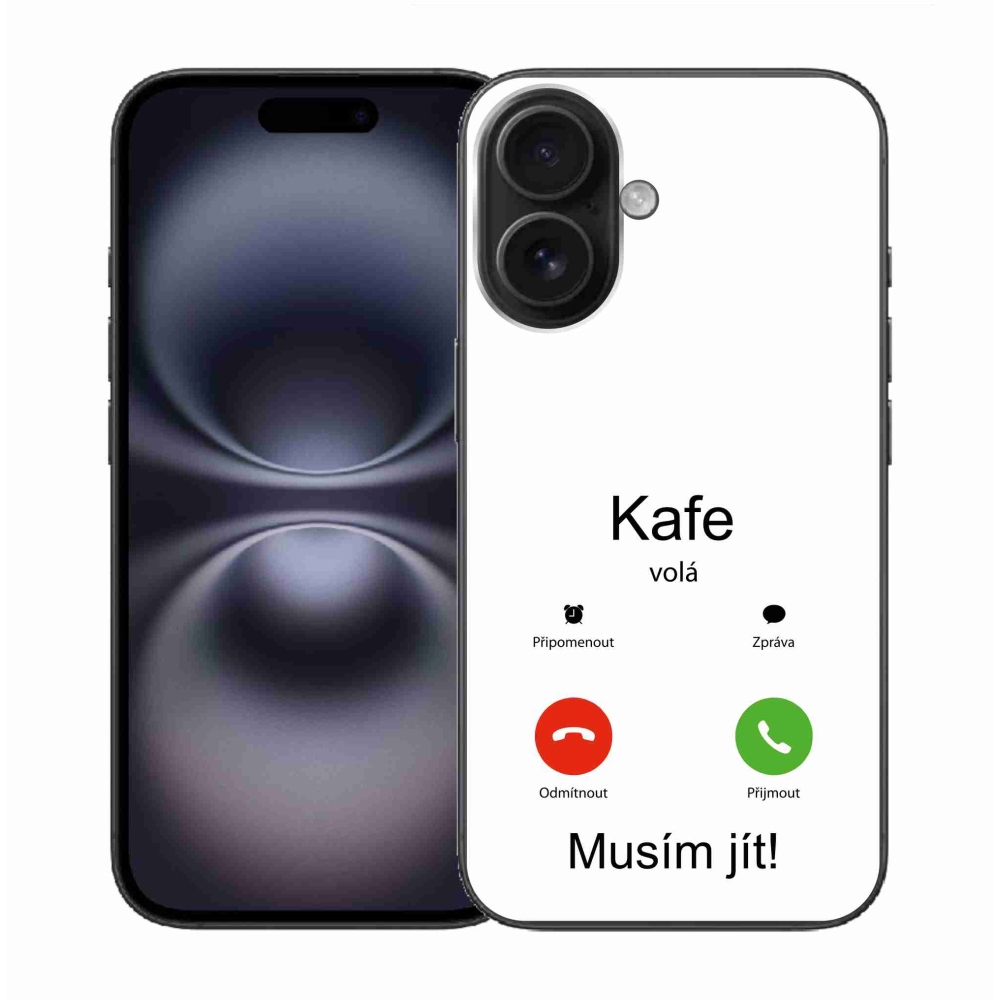 Gélový kryt mmCase na iPhone 16 - káva volá biele pozadie