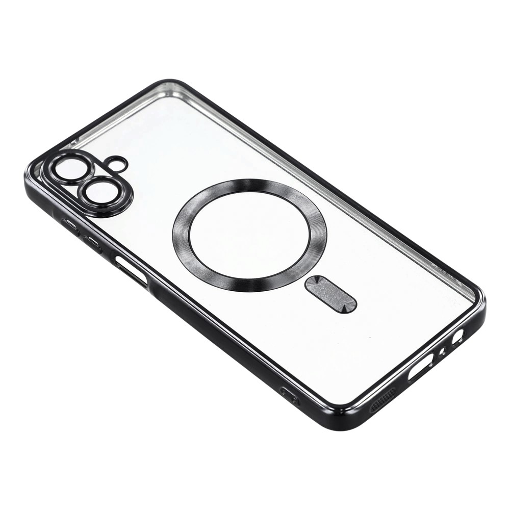Clear obal s ochranou fotoaparátu a podporou MagSafe na Samsung Galaxy A07 4G - čierny
