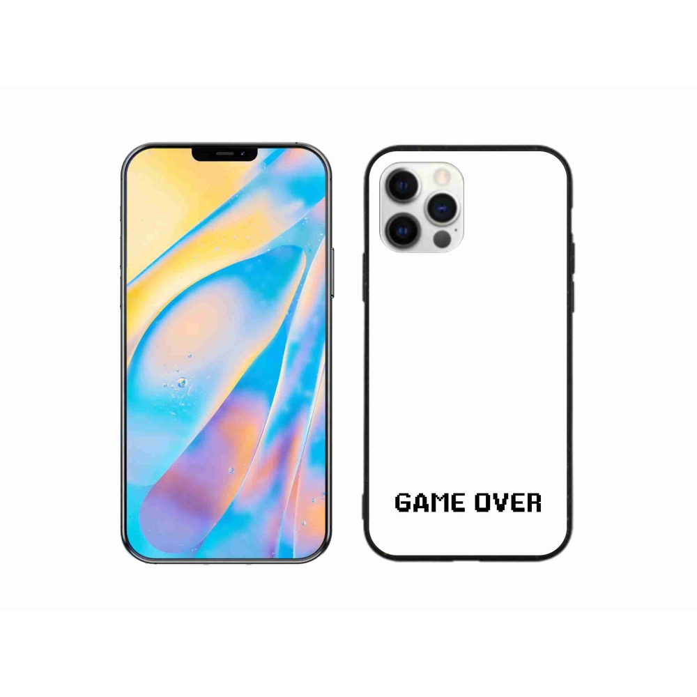Gélový kryt mmCase na iPhone 12 Pro - game over biele pozadie