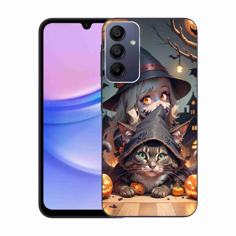 Gélový kryt mmCase na Samsung Galaxy A15 4G/5G - čarodejnica s mačkou