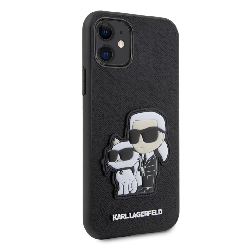 Karl Lagerfeld PU Saffiano Karl and Choupette NFT Zadný Kryt pre iPhone 11 Black