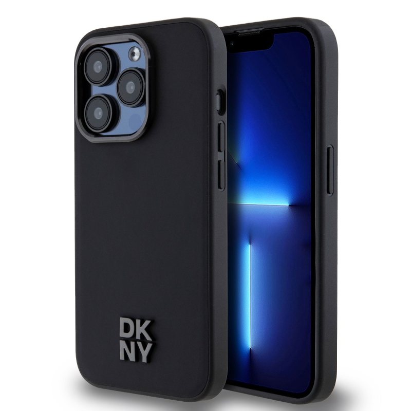 DKNY PU Leather Stack Logo Magsafe Zadný Kryt pre iPhone 15 Pro Max Black