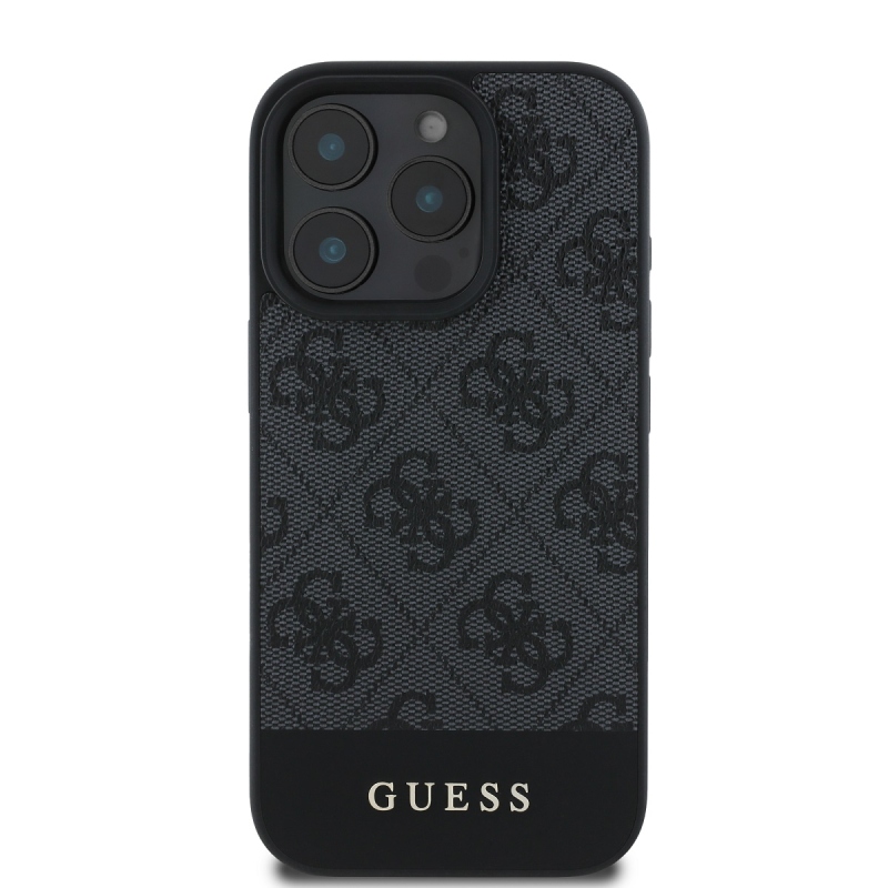 Guess PU 4G Stripe Zadný Kryt pre iPhone 16 Pro Max Grey