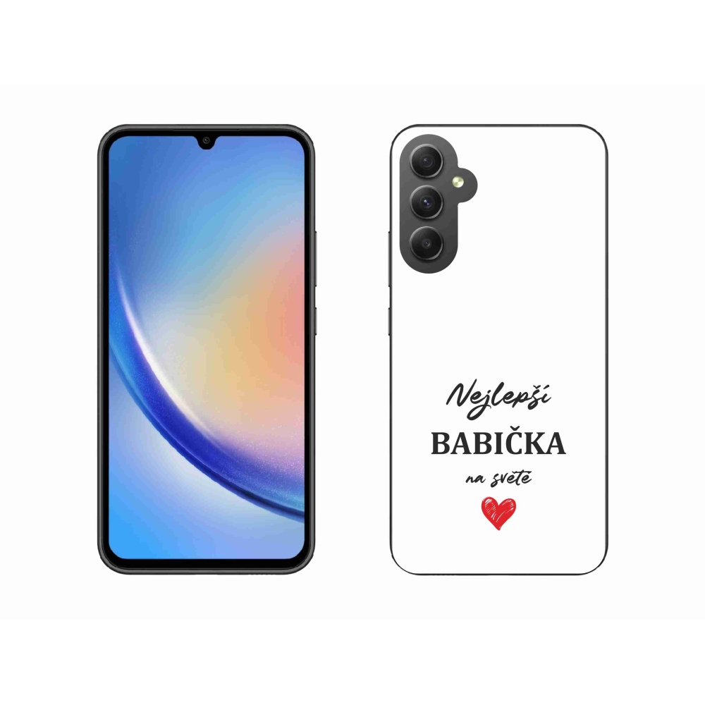 Gélový kryt mmCase na Samsung Galaxy A34 5G - najlepšia babička 1 biele pozadie