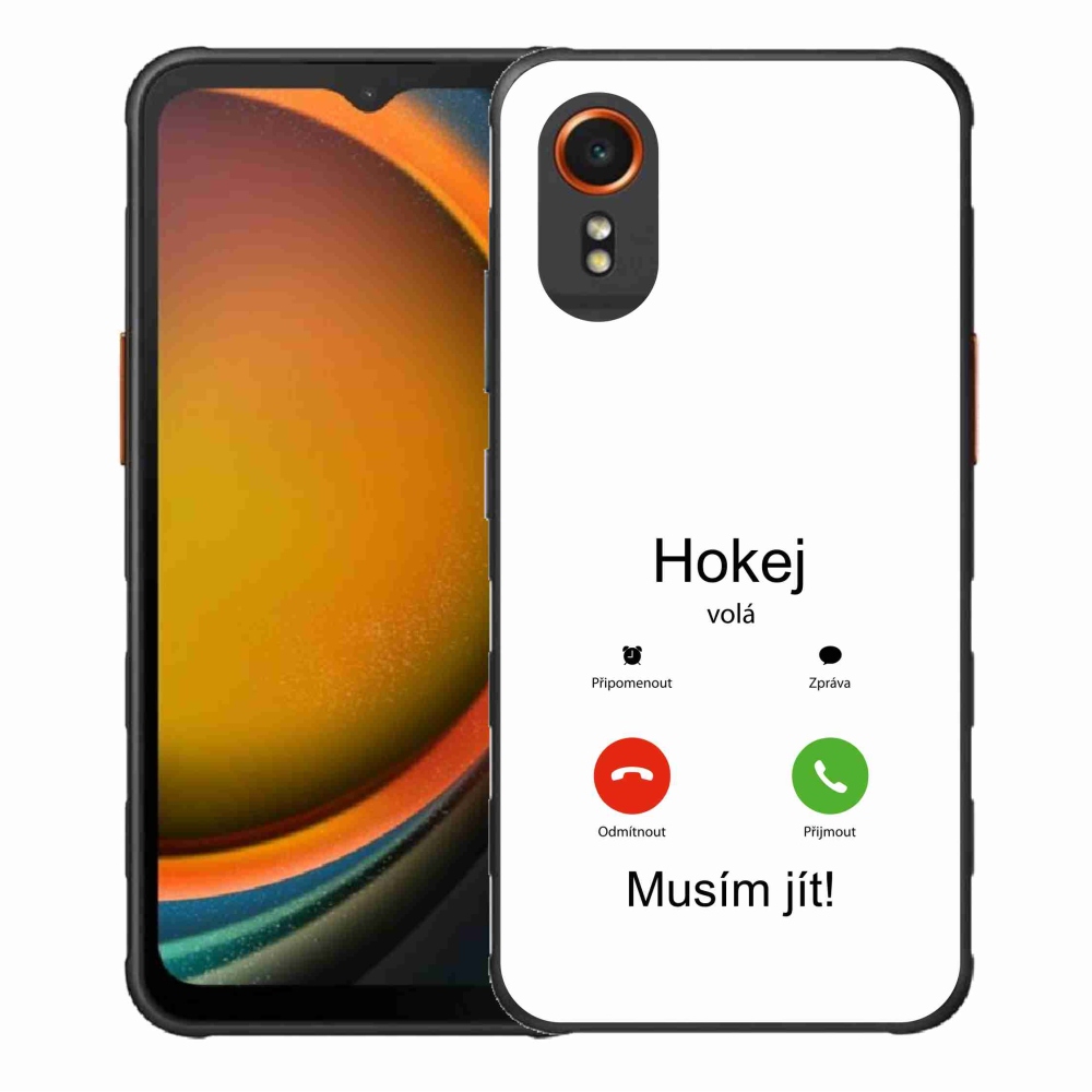 Gélový kryt mmCase na Samsung Galaxy Xcover 7 - hokej volá biele pozadie