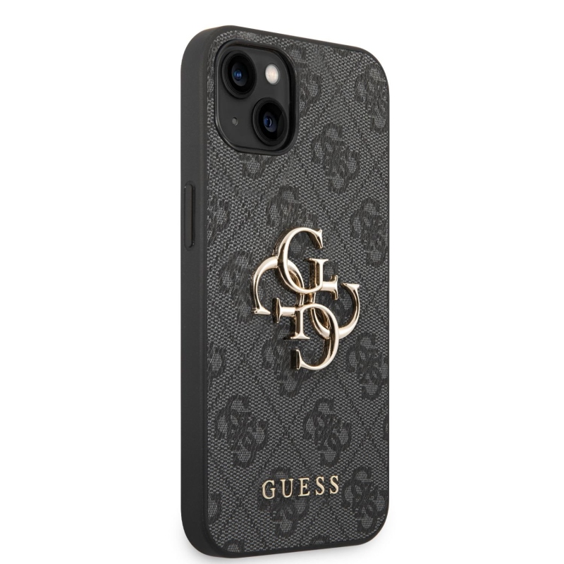 Guess PU 4G Metal Logo Zadný Kryt pre iPhone 14 Grey