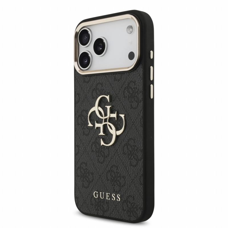 Guess PU 4G Metal Logo Strap – zadný kryt pre iPhone 18 Pro Max – čierny