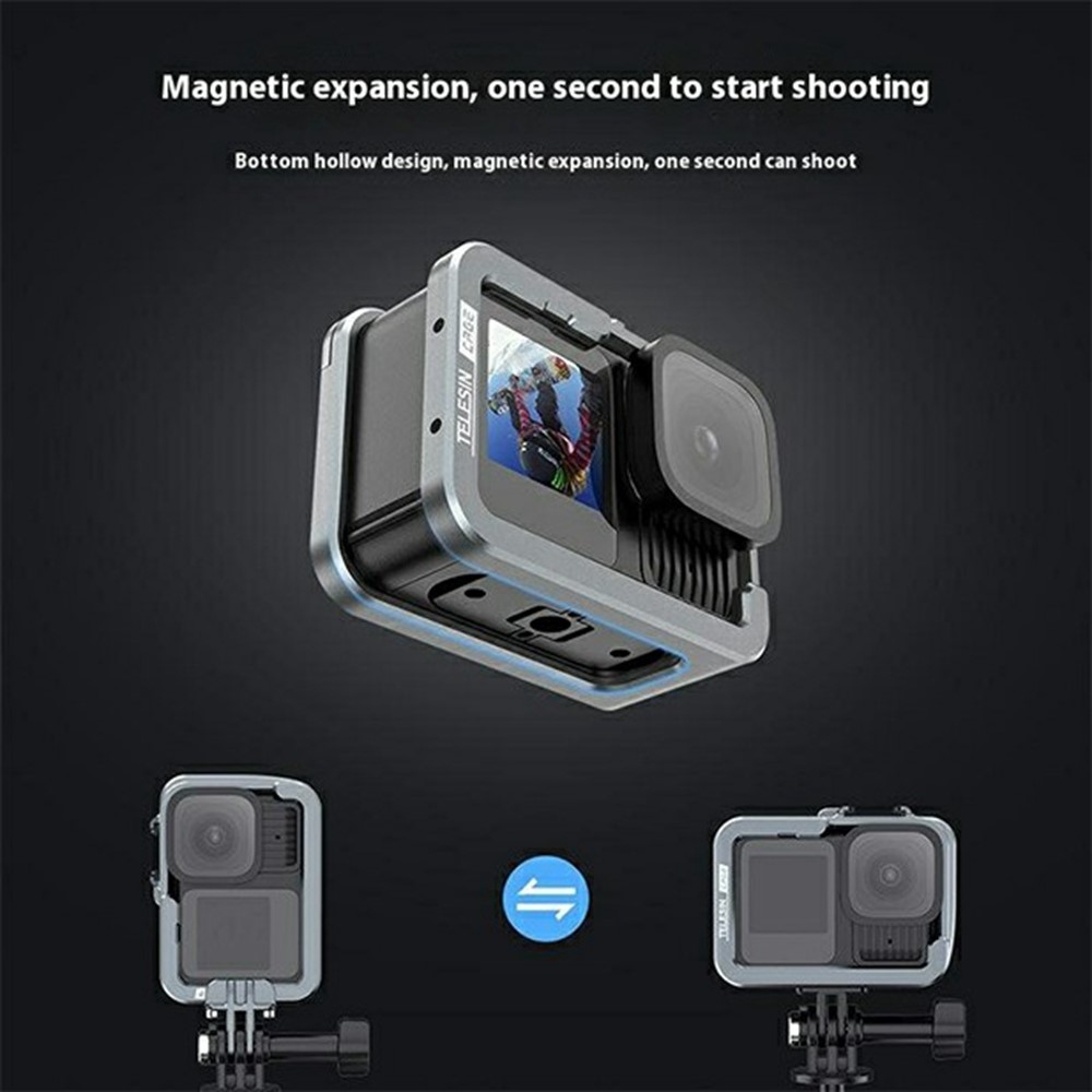 TELESIN kovová ochranná klietka pre GoPro Hero 13/12/11 s vertikálnou montážou