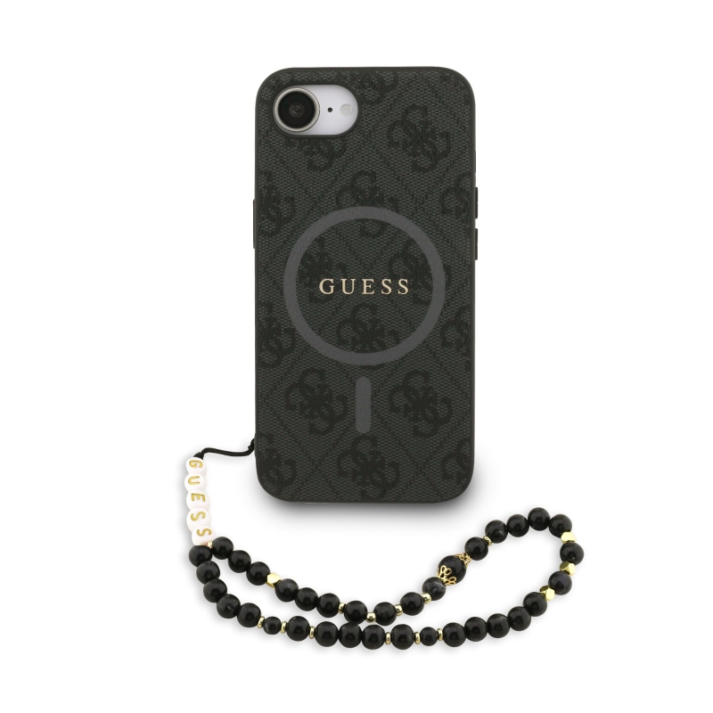 Guess PU Leather 4G Colored Ring Strap MagSafe Zadný Kryt pre iPhone 16e Black