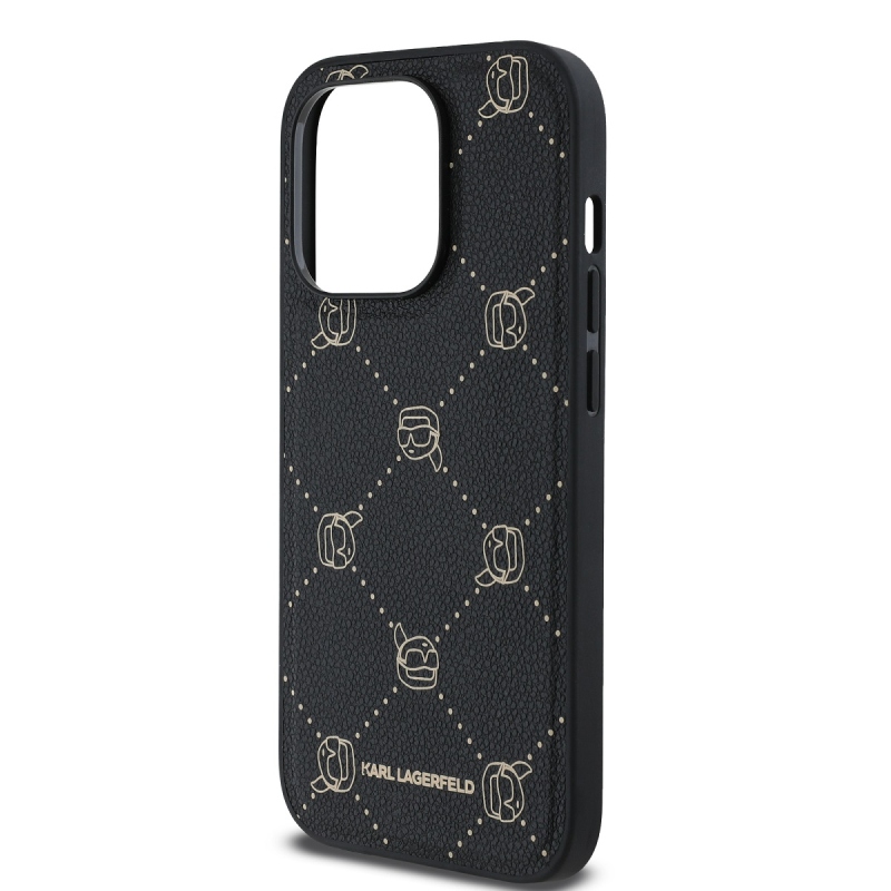 Karl Lagerfeld PU Karl Heads Pattern Magsafe Zadný Kryt pre iPhone 14 Pro Black