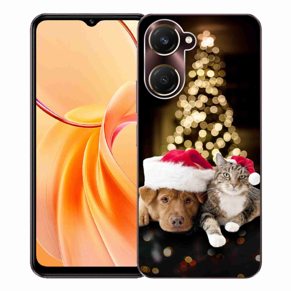 Gélový kryt mmCase na Vivo Y28s 5G - vianočný pes a mačka