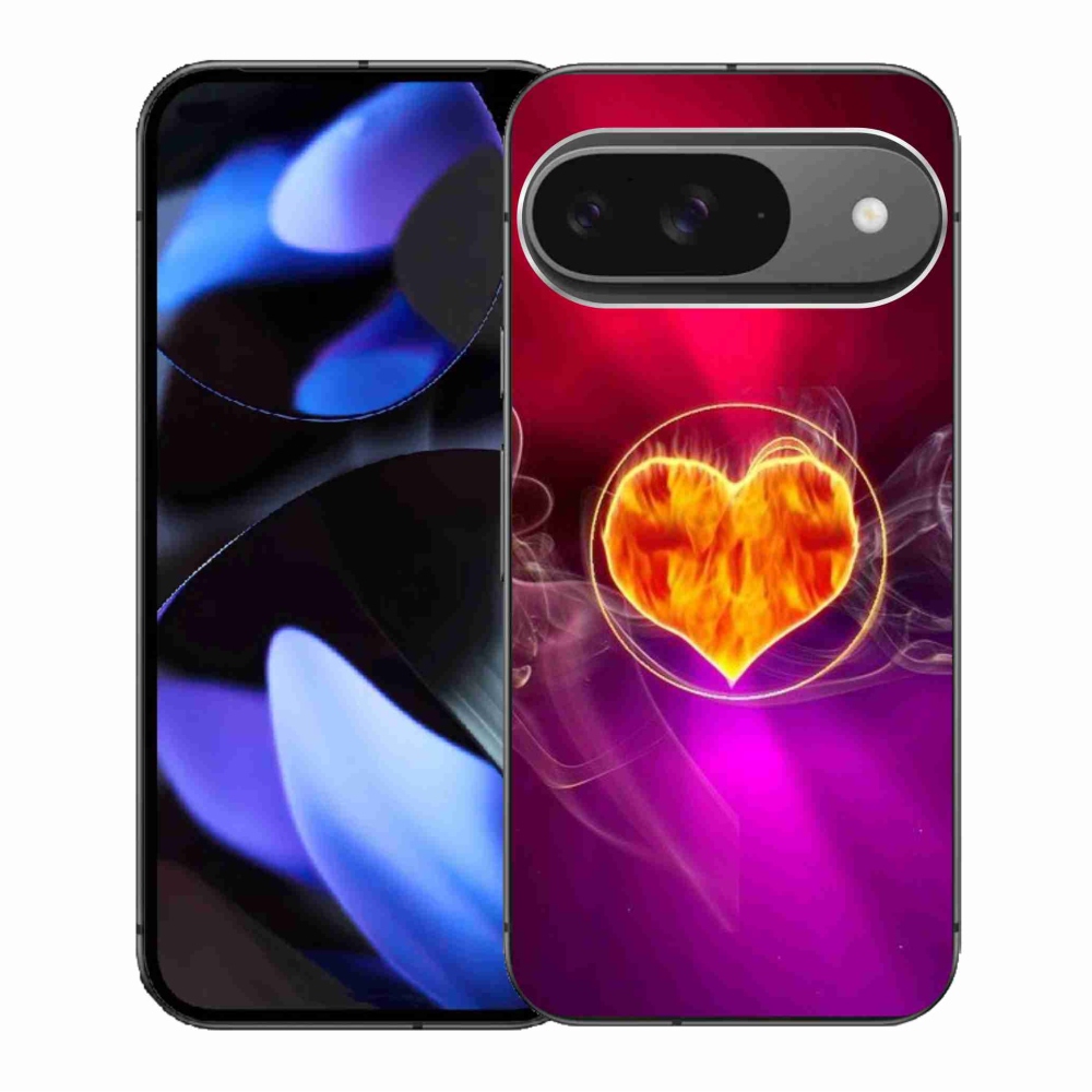Gélový kryt mmCase na Google Pixel 9/9 Pro - ohnivé srdce