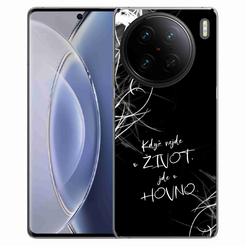 Gélový kryt mmCase na Vivo X90 Pro - vtipný text 16 čierne pozadie