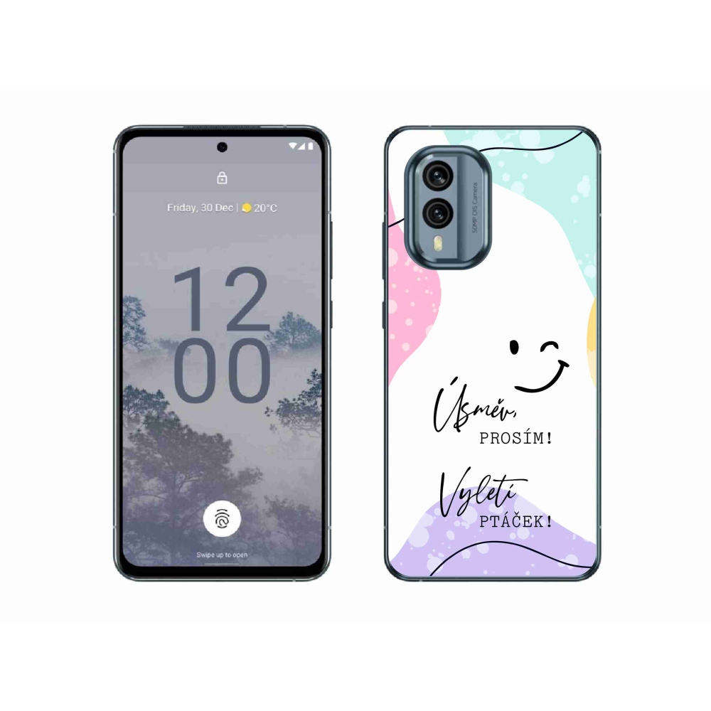 Gélový kryt mmCase na Nokia X30 5G - vtipný text 4 biele pozadie