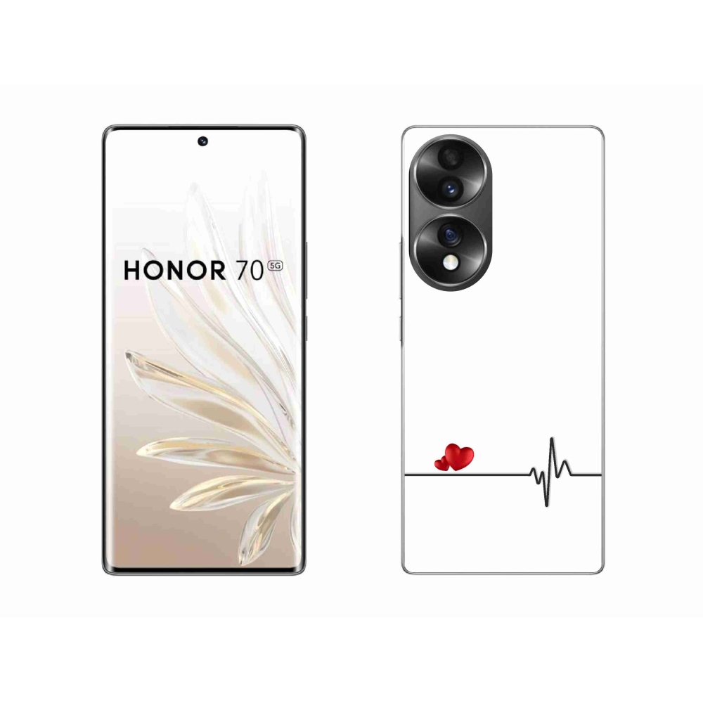 Gélový kryt mmCase na Honor 70 - srdce a tep biele pozadie