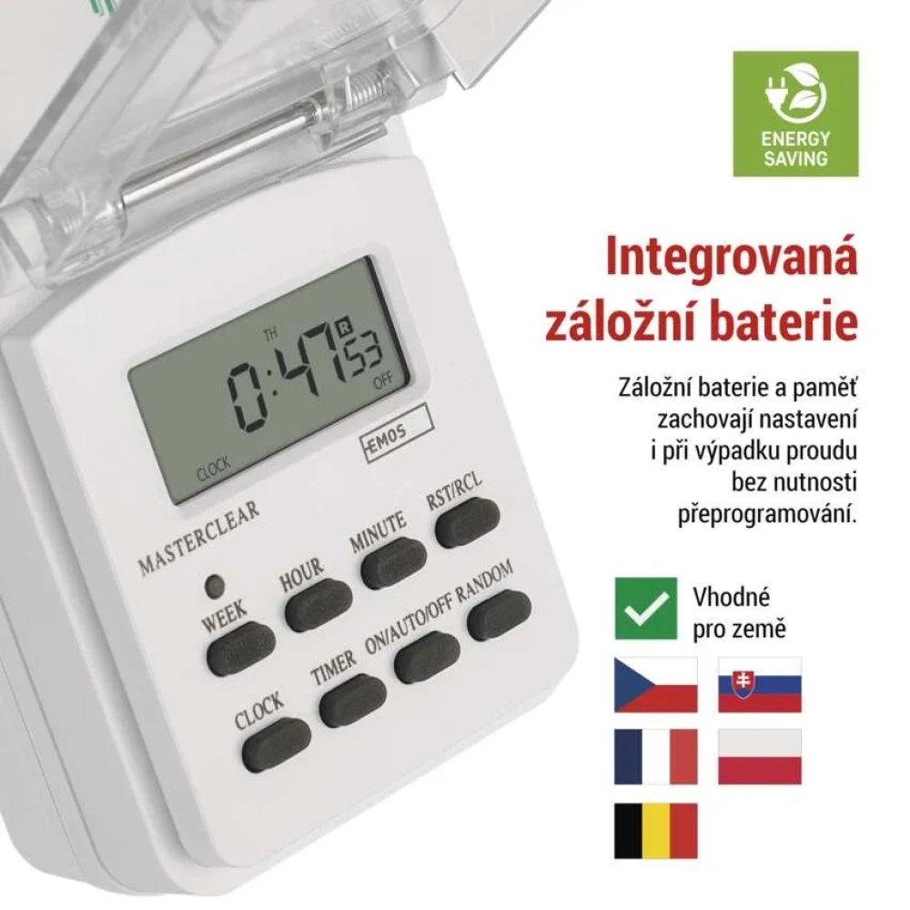 Časovač – digitálna spínacia zásuvka vonkajšia IP44 P5507N