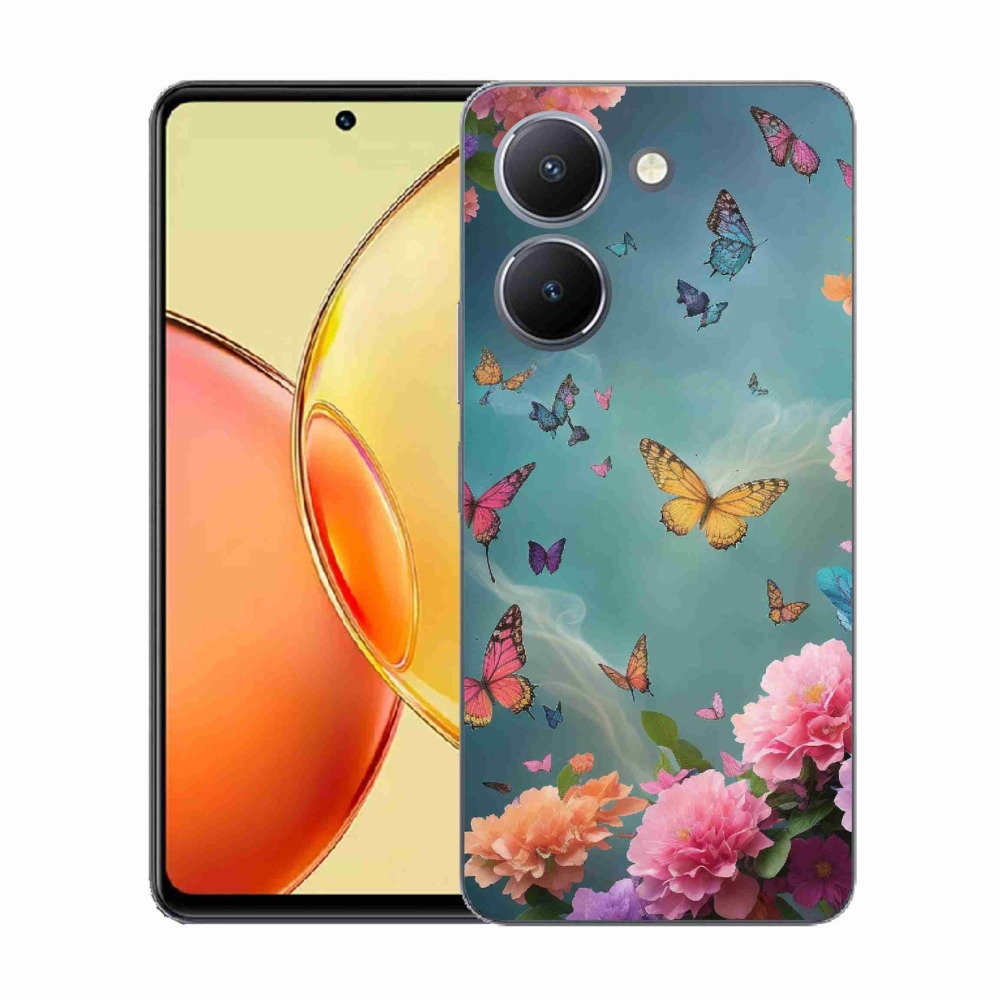 Gélový kryt mmCase na Vivo Y36 - farebné kvety a motýle