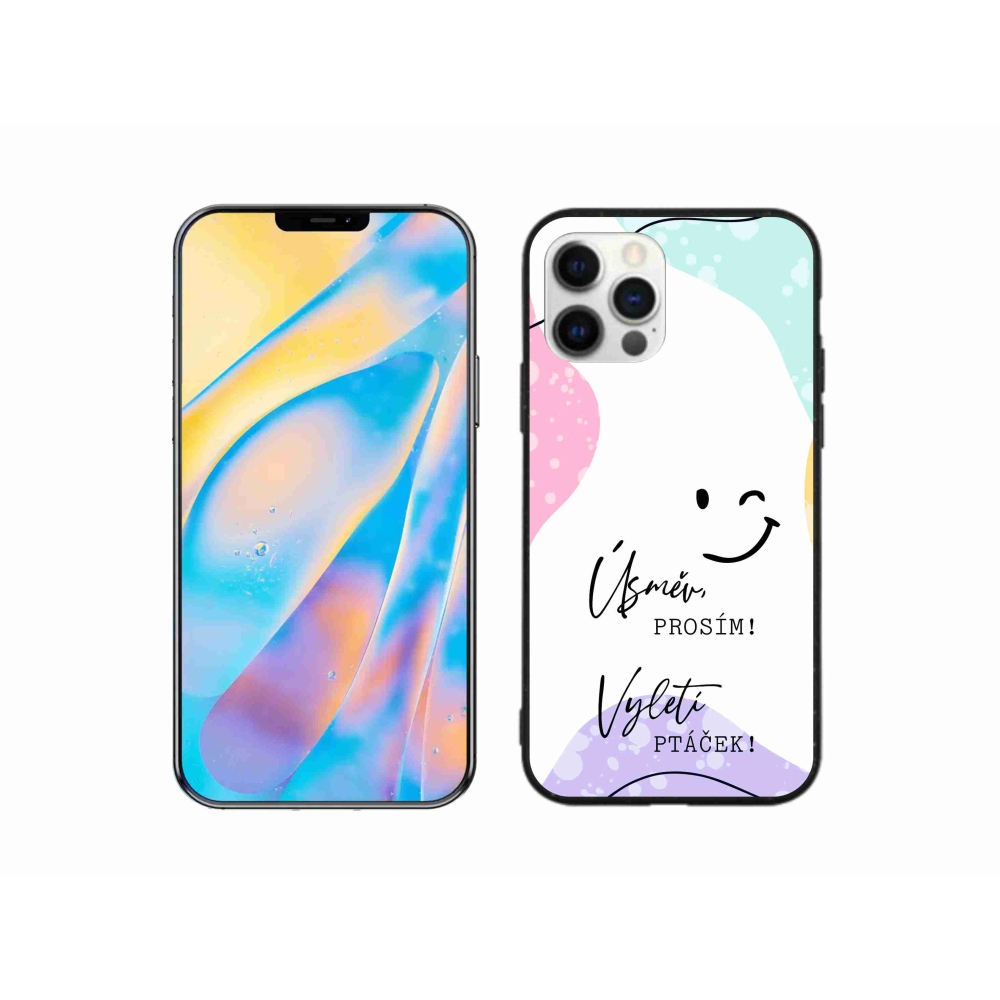 Gélový kryt mmCase na iPhone 12 Pro - vtipný text 4 biele pozadie