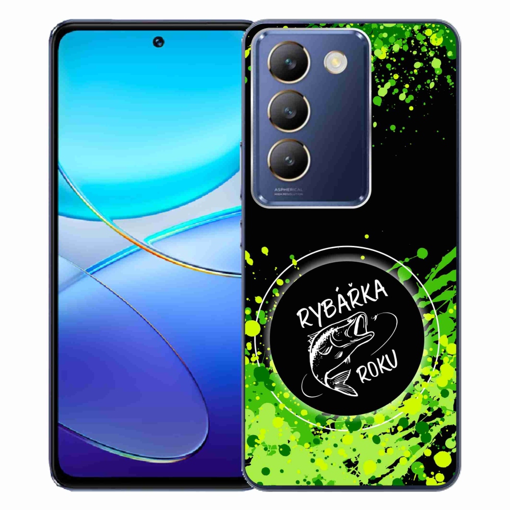 Gélový kryt mmCase na Vivo V40 SE 4G/5G - rybárka roku čierne pozadie