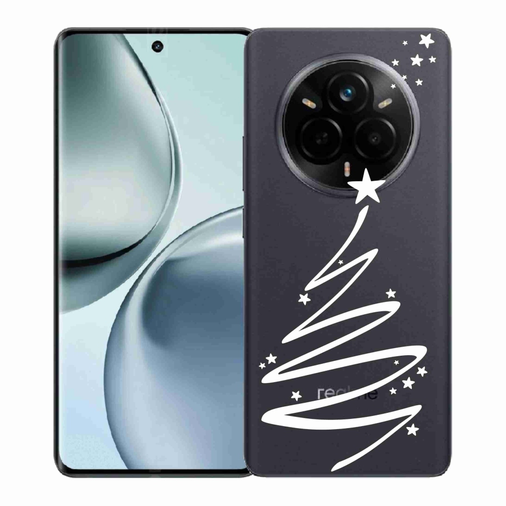 Gélový kryt mmCase na Realme 14 Pro+ 5G - biely stromček na priehľadnom pozadí