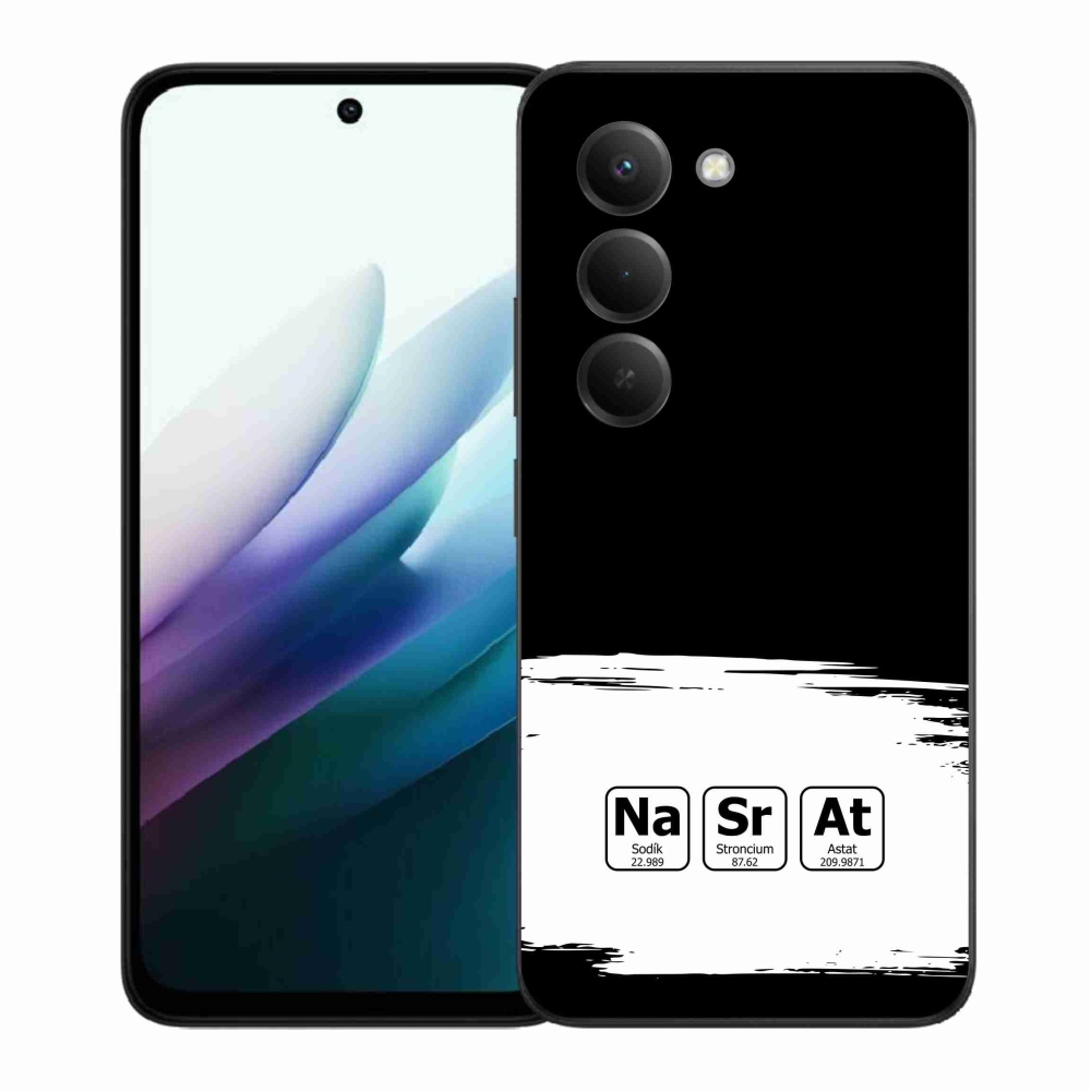 Gélový kryt mmCase na Xiaomi Redmi 15 4G/5G (171mm) - chemické prvky bieločierne pozadie