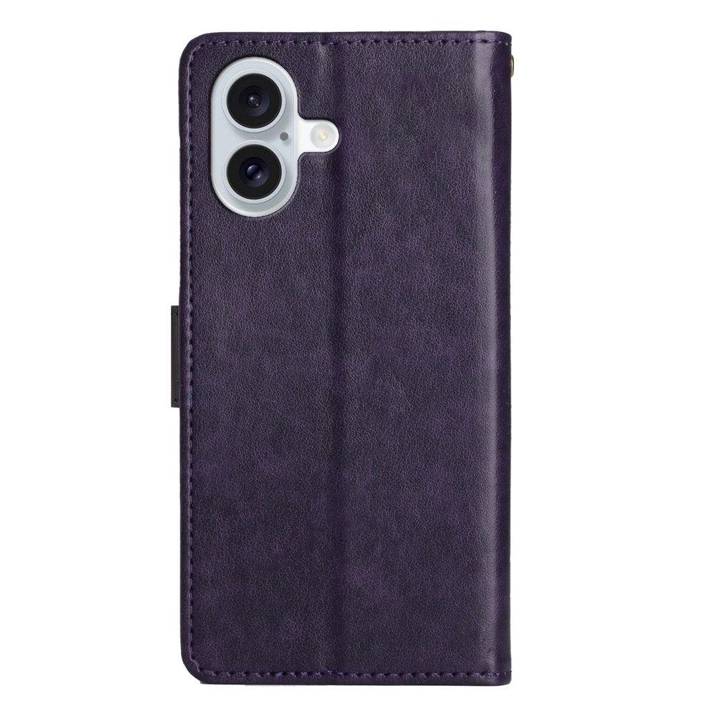 Flowers knižkové púzdro na iPhone 17 - tmavofialové